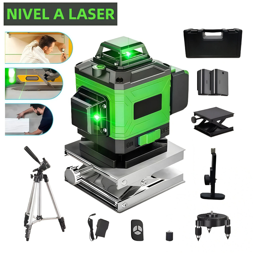 12/16 Linhas Nível a Laser Ajustável Nível 360 ° Medição Da Linha De Ferramentas Rotativas em Oferta na Shopee