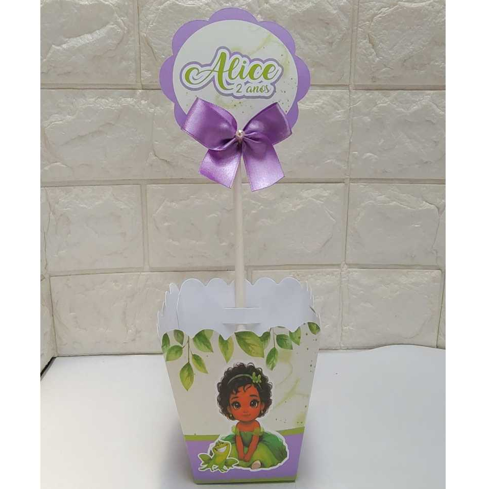 Centro de Mesa Cachepot Princesa Tiana A princesa e o sapo personalizadas | Lembrancinhas | Festa infantil  | Caixinha