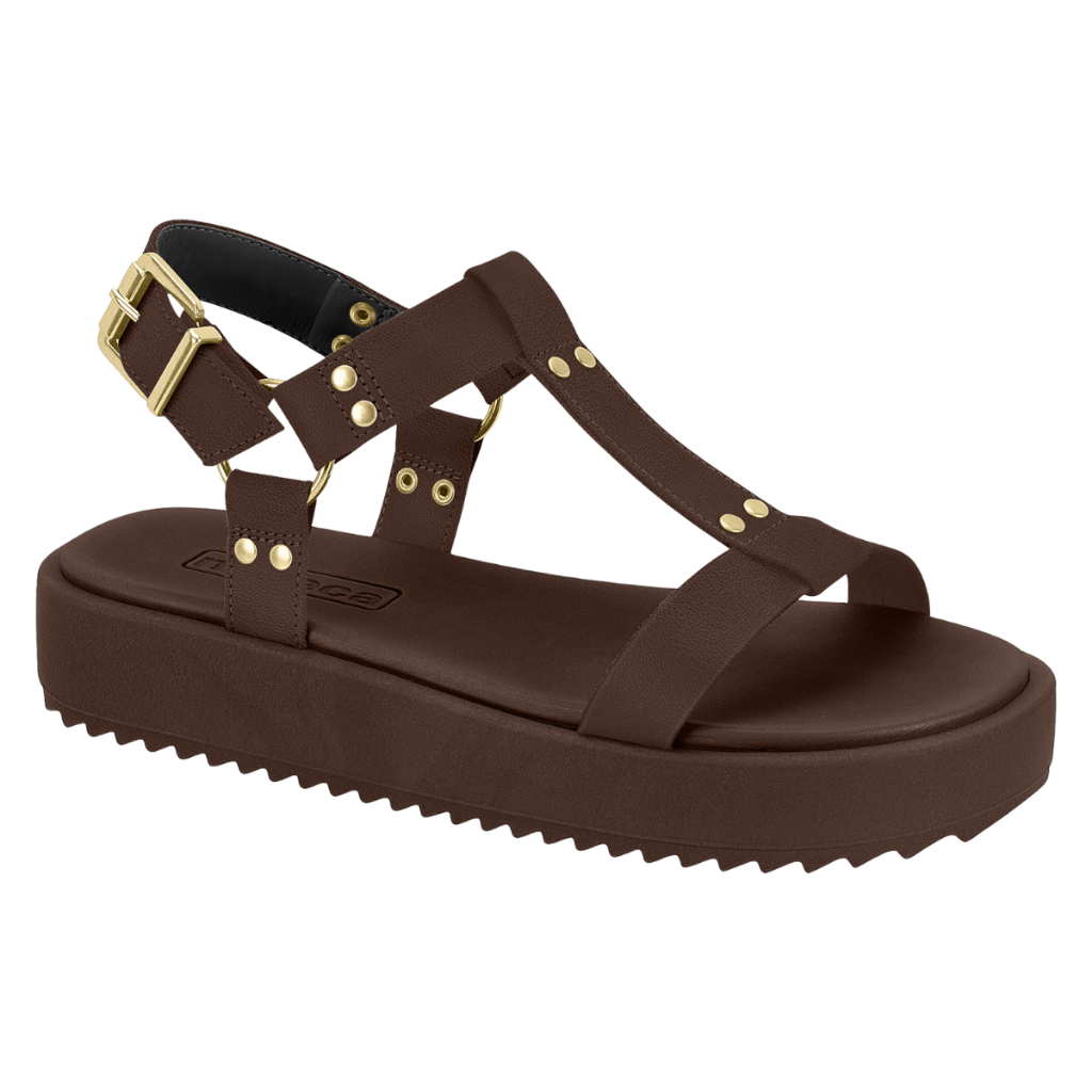 Sandália Feminina Papete Moleca Fechamento por Fivela Sola Grossa Tratorada Confortável Original