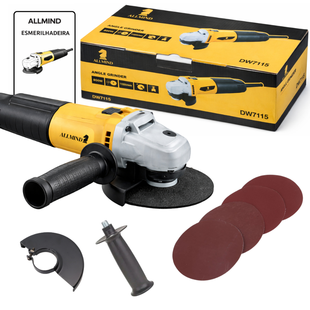 Esmerilhadeira Angular Profissional 800W Super Potente para Corte Desbaste e Acabamento