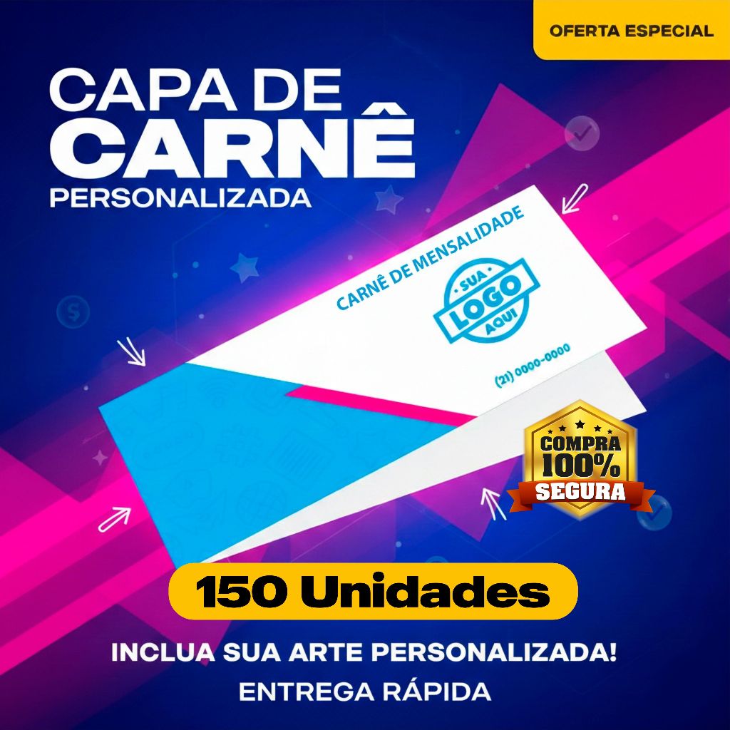 150 CAPAS DE CARNÊ PERSONALIZADAS - DESTAQUE SUA MARCA COM ESTILO