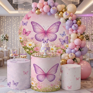 Capa Painel Redondo 1.50m + Trio Cilindro Decoração Infantil Jardim Encantada Borboletas Novidade Bibi em Oferta na Shopee