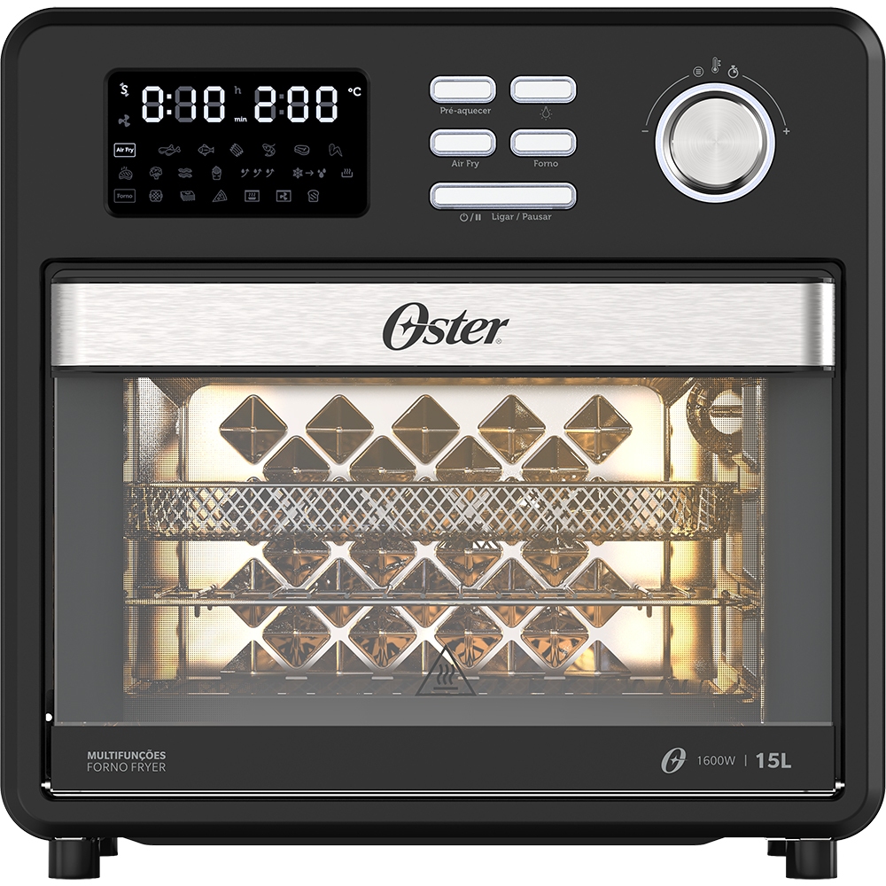 Forno E Fryer 15L Oster Multifunções 10 Em 1 Ofor160 Preto
