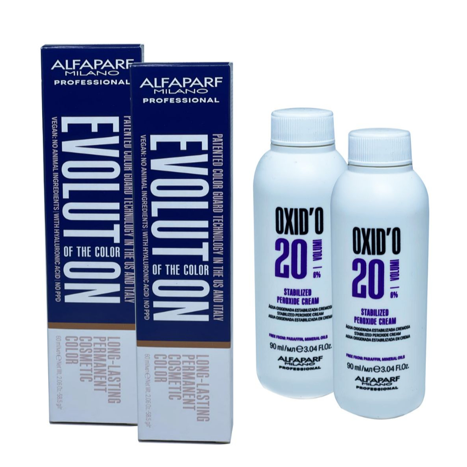 Kit 2 Colorações Alfaparf Evolution 60ml + 2 Ox 20Vol em Oferta na Shopee