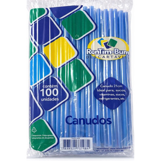 canudo descartável azul 21cm c/  100un festa lanchonete em Oferta na Shopee