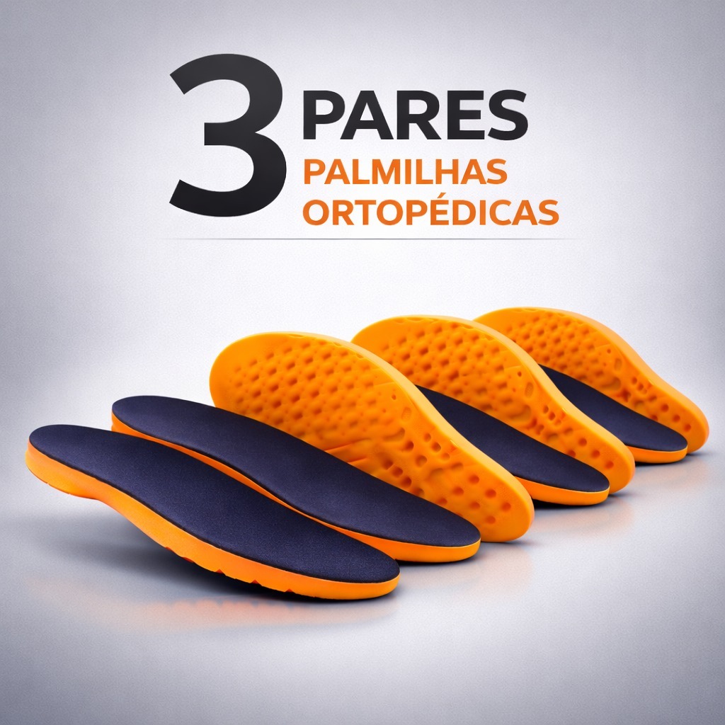 Kit 3 Pares Palmilha Ortopédica Grossa Conforto Para Fascite Plantar Esporão Calcâneo