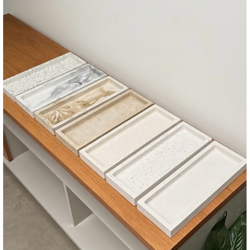 Bandeja Decorativa Organizadora Retangular G de Cimento Branco. em Oferta na Shopee