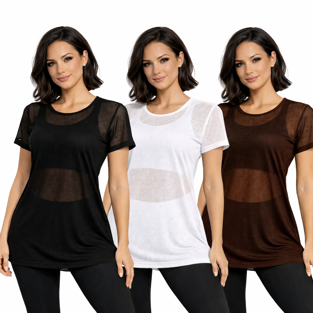 Kit 3 Blusa Feminina Academia Fitness  Moda Treino