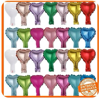 50 Balão Metalizado Mini Coração 12cm 5 polegadas festas decoração enfeite mãe dia dos namorados em Oferta na Shopee
