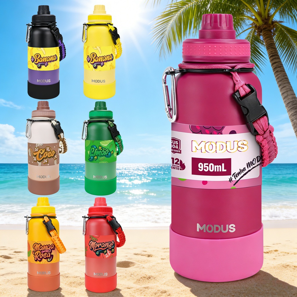 Modus Garrafa Térmica 950ml Coleção Frutas Quente Frio Aço Com Base De Silicone E Alça Paracord em Oferta na Shopee