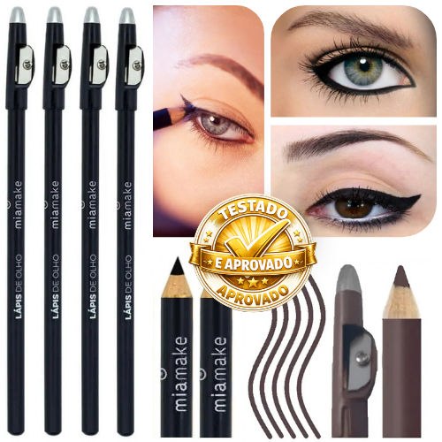 Lápis Olho e Sobrancelha MiaMake Preto Marrom Universal + Apontador | Alta Pigmentação em Oferta na Shopee