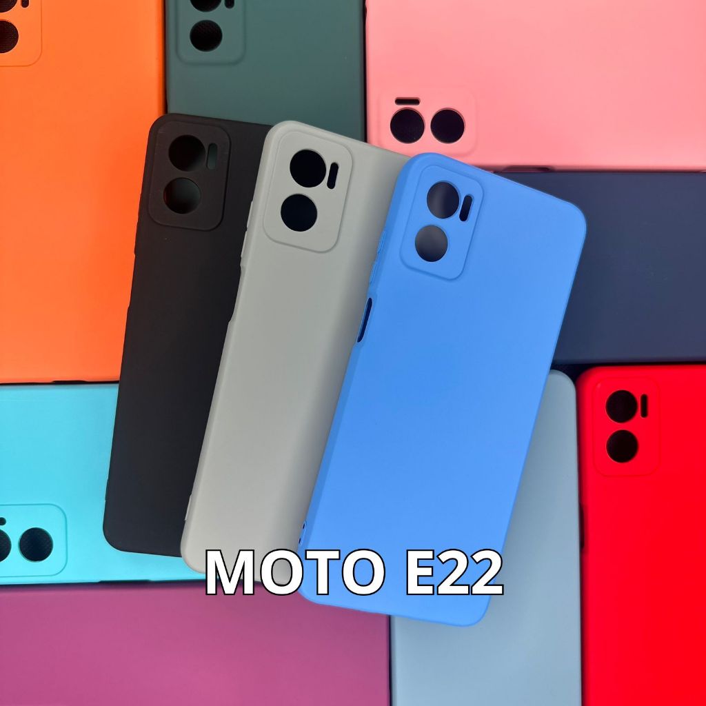 Capa Motorola Moto E22 / E22I Capinha Silicone Aveludada + Película 3D Kit Proteção