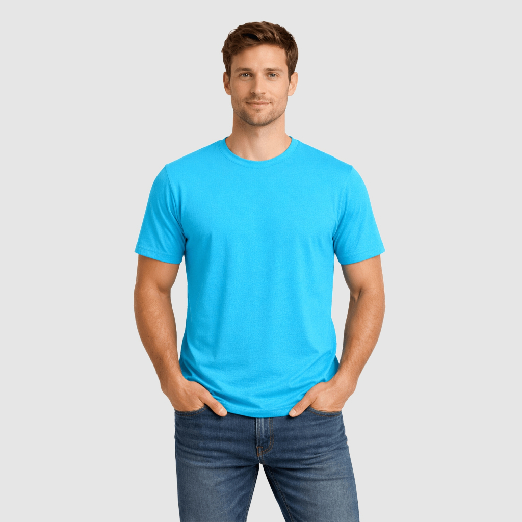 Camiseta Azul Turquesa Lisa Unissex 100% Algodão Premium Alta Qualidade Toque Suave Confortável