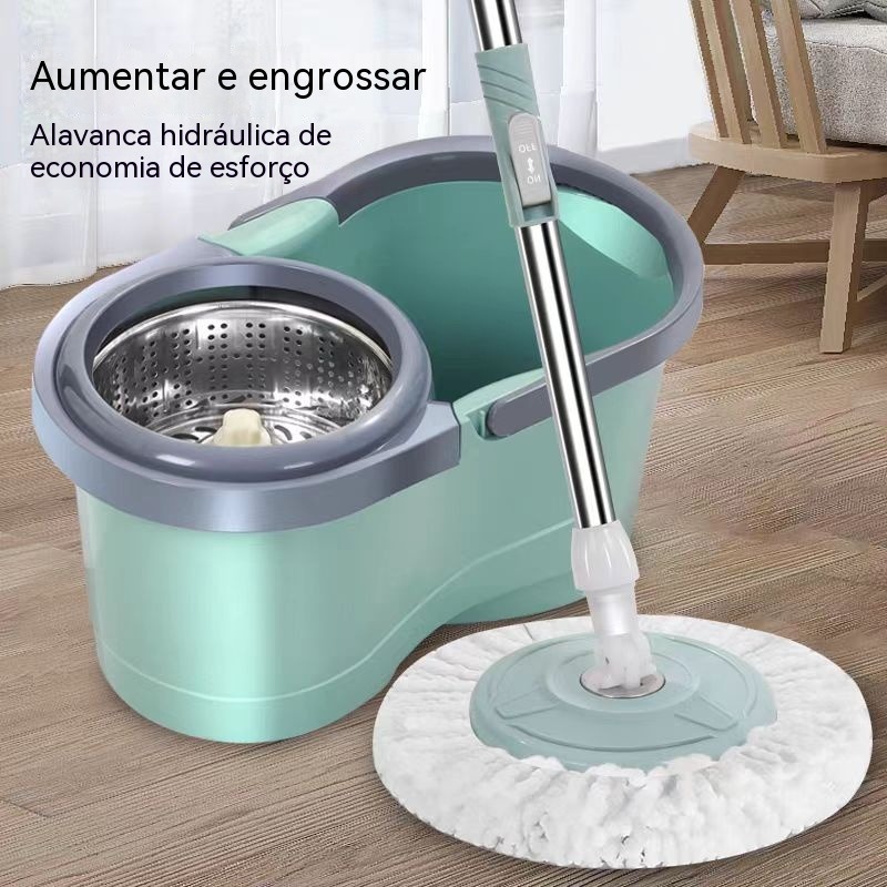 Mop Giratório 360 com Balde Duplo 12L Rodinhas + Refil Microfibra Esfregão Inox em Oferta na Shopee