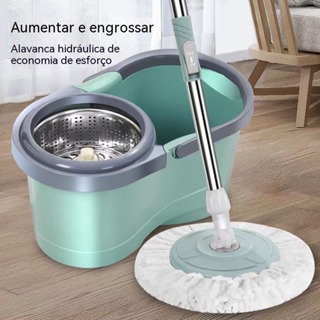 Mop Giratório 360 com Balde Duplo 12L Rodinhas + Refil Microfibra Esfregão Inox em Oferta na Shopee