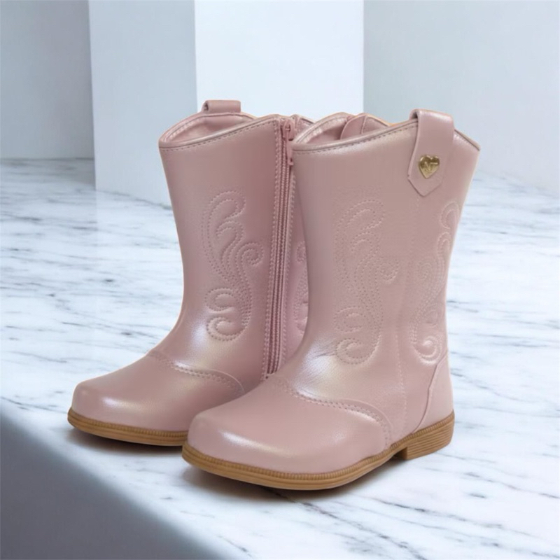 Bota Texana Feminina Infantil Country Blogueira Estilo Boiadeira  kapell com zíper Moderno Confortável em Oferta na Shopee