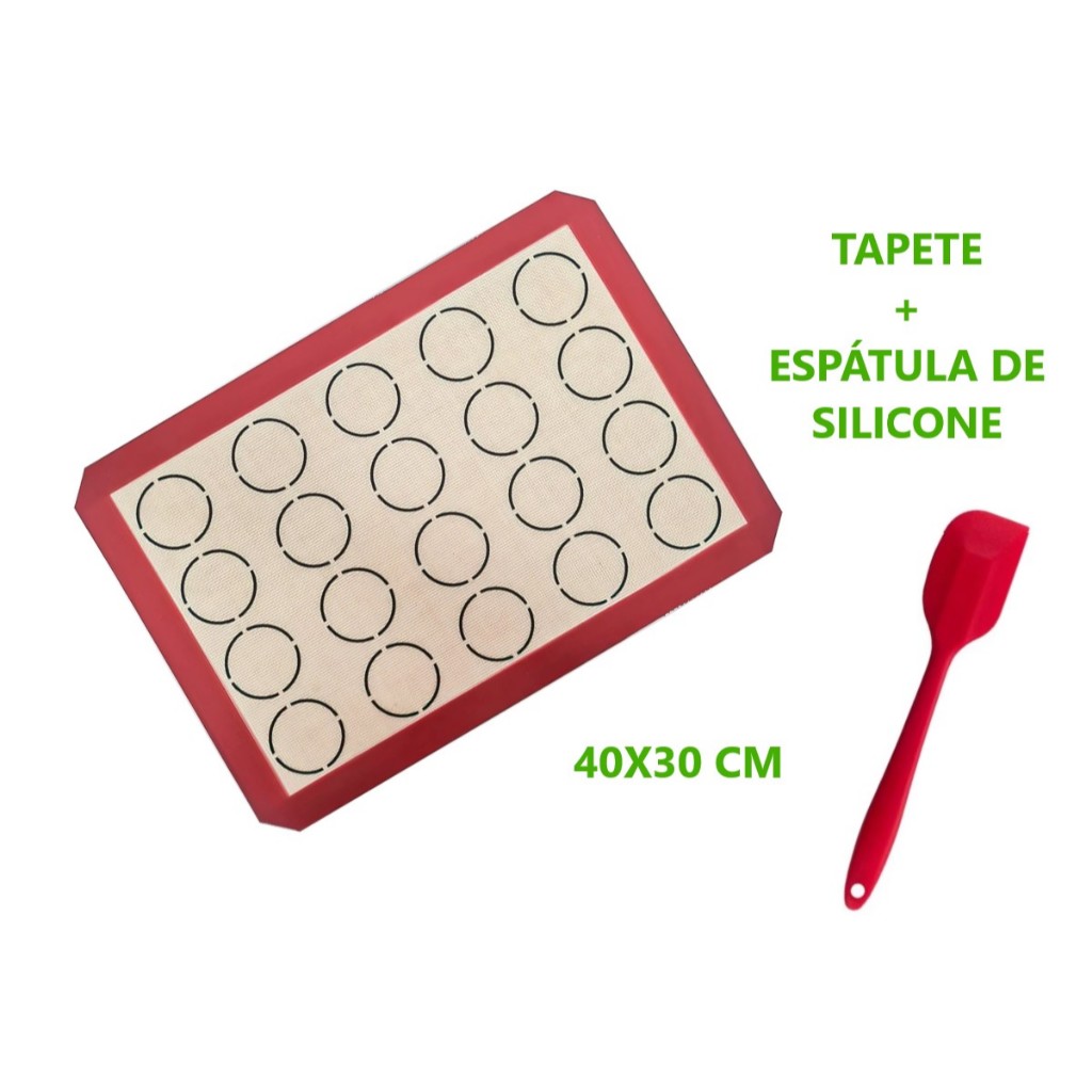 Kit 2 Pç 1 Tapete De Silicone + 1 Espatula Confeitaria Doceria Confeitaria Macarons gourmet Boleira Pratico antiaderente