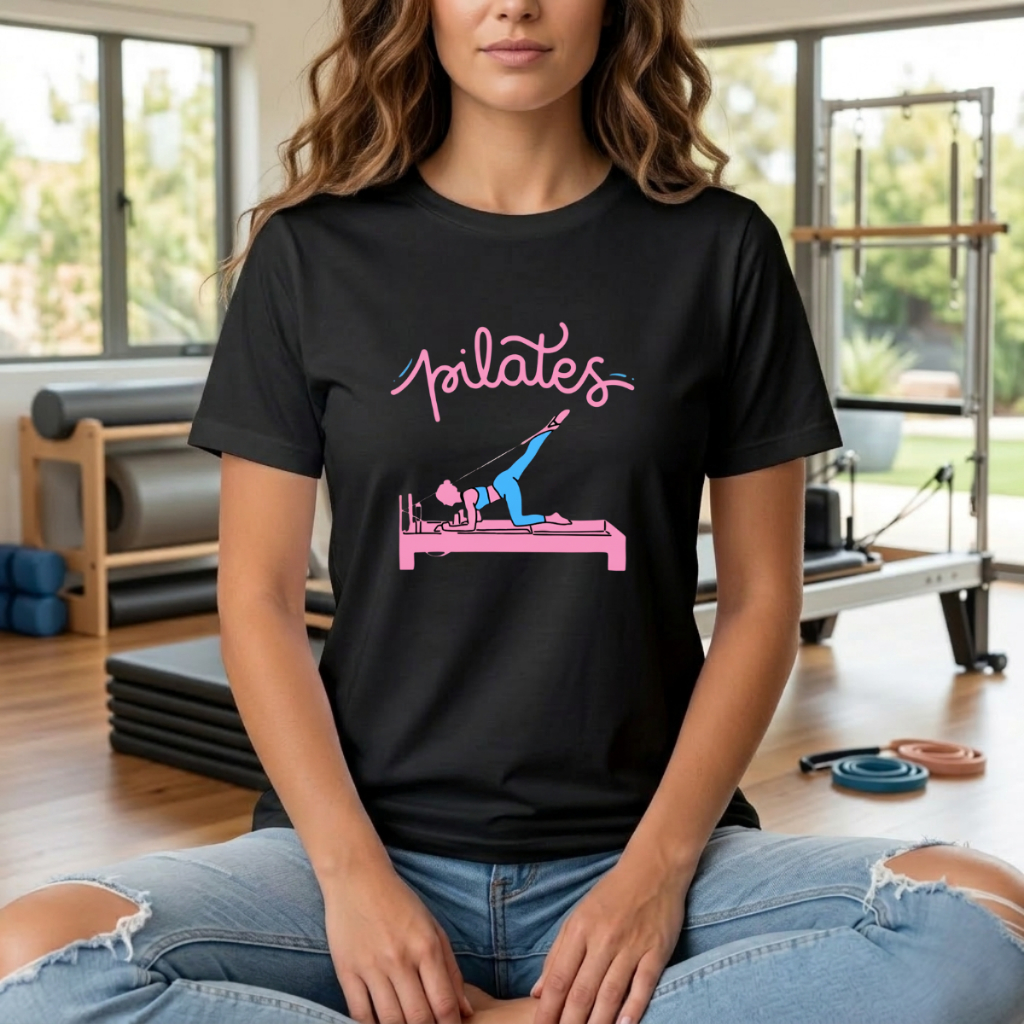 T-shirt Feminina Camiseta Pilates Exercicio Fisico Camisa 100%Algodão Fitness Fisioterapia Treino