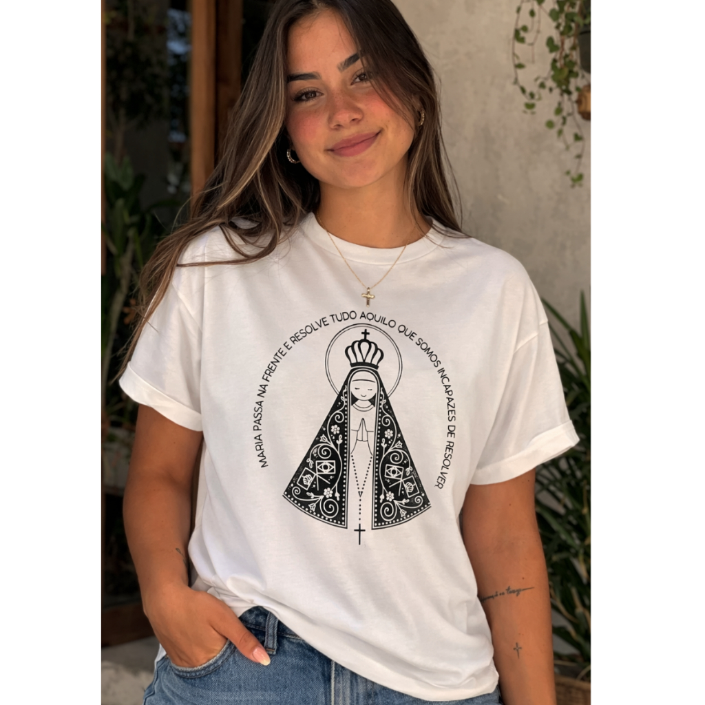 Camiseta Nossa Senhora Aparecida Frase de Fé – Camiseta 100% algoodao  Religiosa Católica Unissex Estampa Devocional