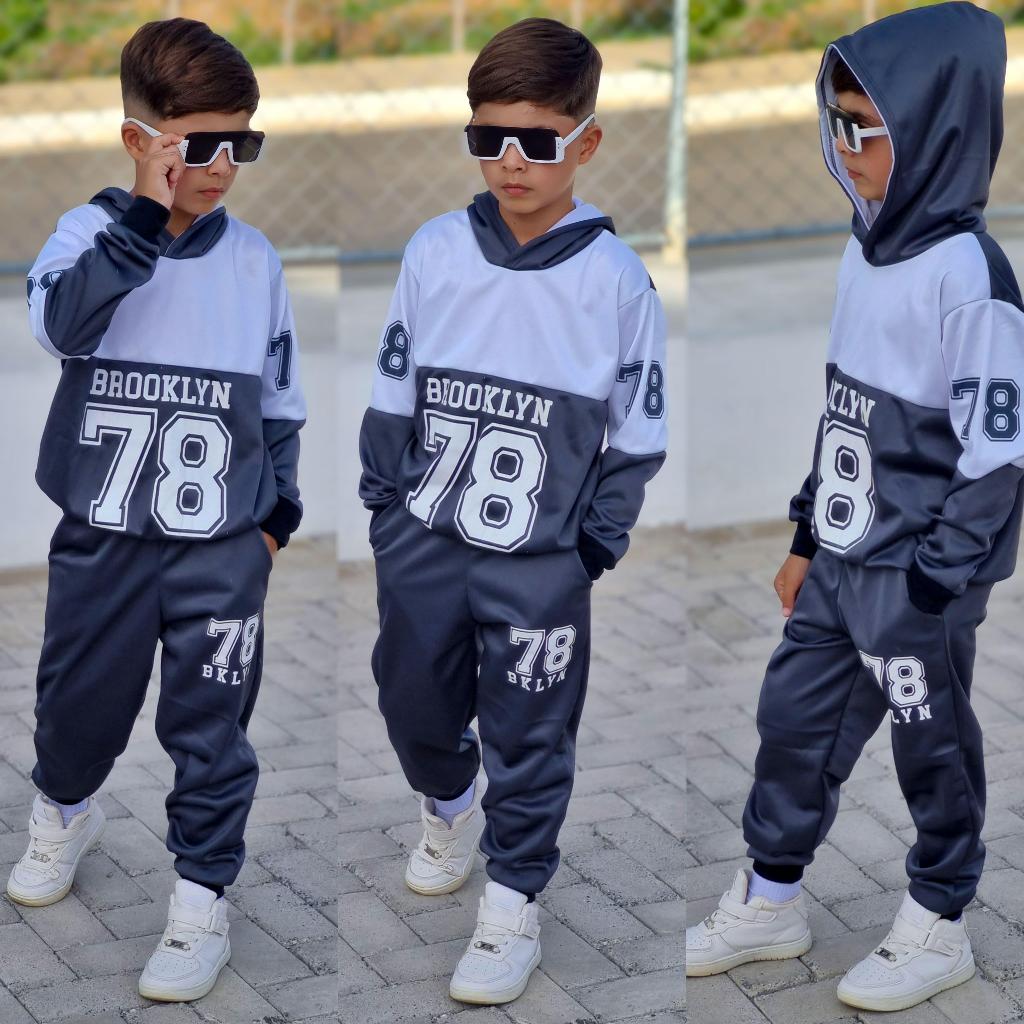 Kit Conjunto Infantil Masculino Inverno Peluciado Casaco com Capuz e Calça Chimpa 2 Peças — imagem 2 de 2