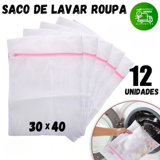 Kit 12/9 Saco Lavar Roupa 30x40 para Lavadora Maquina Roupa Delicada Intima Tanquinho