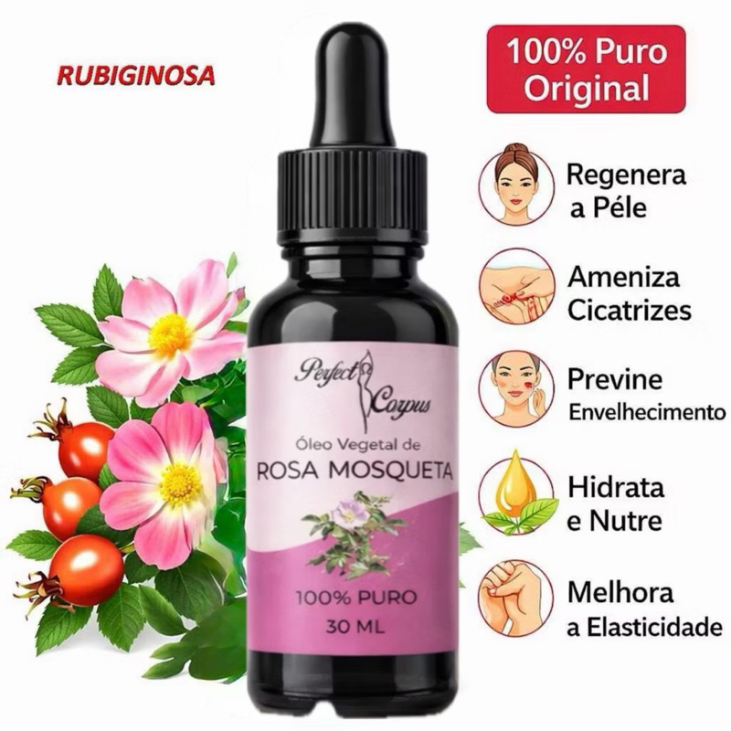 Óleo Vegetal de Rosa Mosqueta Rubiginosa 100% Puro em Oferta na Shopee
