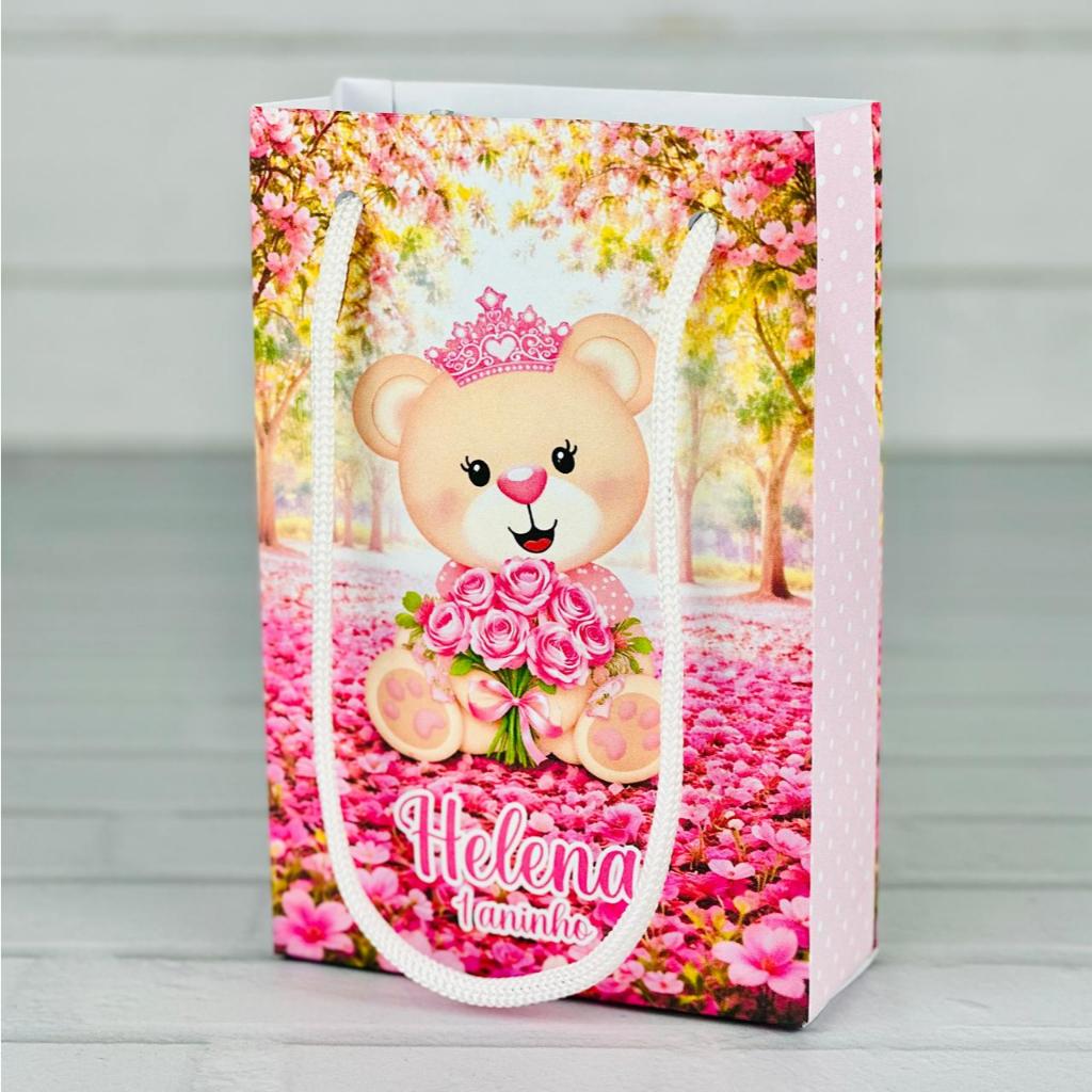 Sacolinha Personalizados Ursinha Princesa Realeza (PEGUE E MONTE) / Lembrancinha Mimos Festa Aniversário Infantil