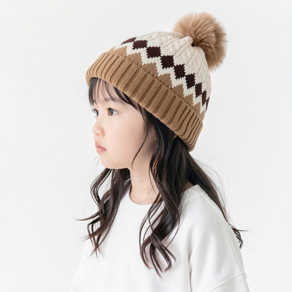 Gorro Touca Longo Infantil Menino Menina Tricotado Inverno Quente Fashion Para 2 a 6 anos FMZ0123