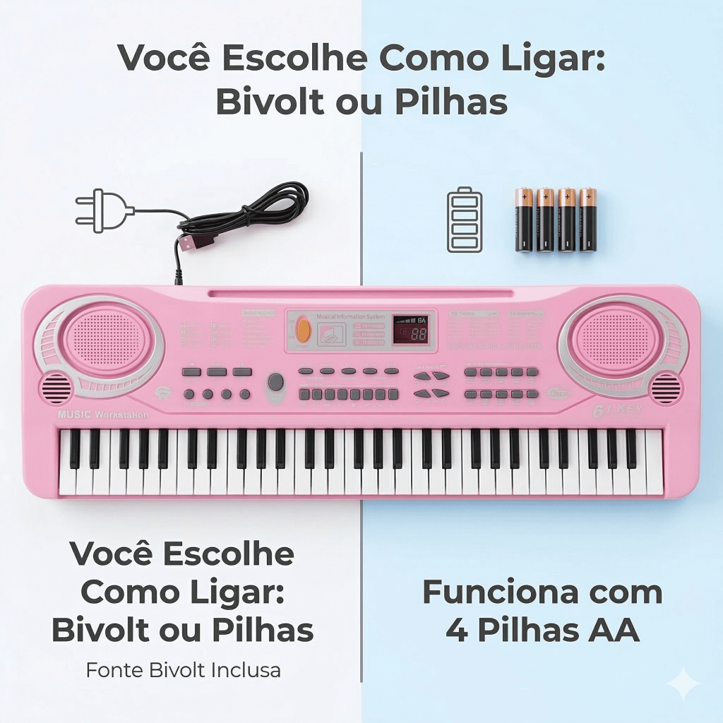Brinquedo Infantil Teclado Eletrônico Crianças Microfone Musical 61 Tecla Fonte Brinquedos de Menino