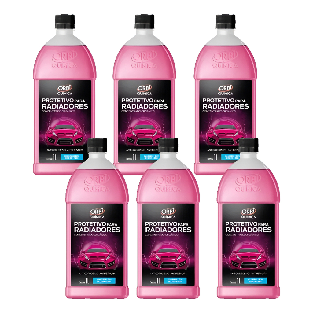 Kit 6 Aditivo Radiador Orbi Rosa Concentrado 1L Orgânico Flex Diesel Anticorrosivo