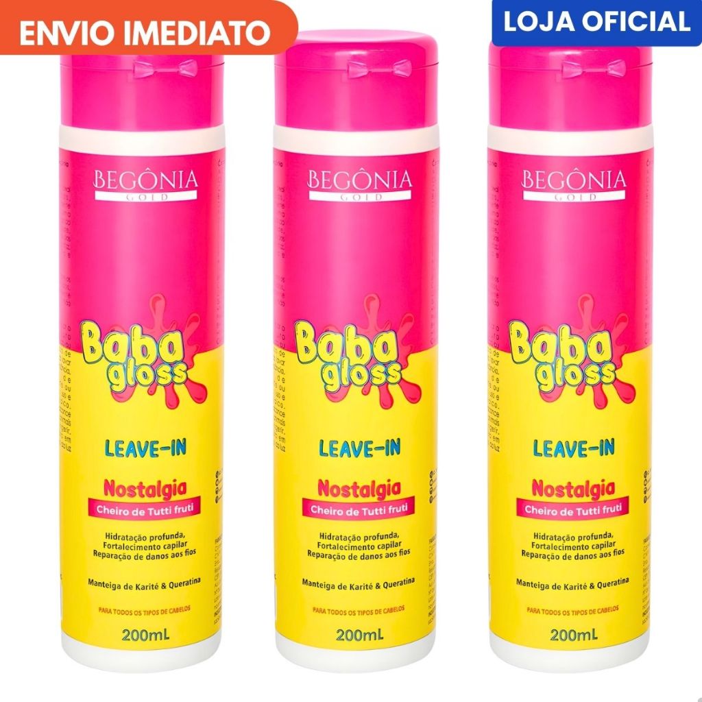 KIT Creme de Pentear Begonia Baba Gloss 200ml 3 Unds
