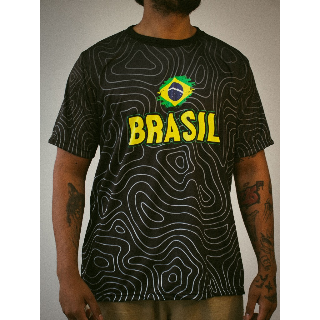 Camiseta do Brasil Masculina Estampa Brasil Dryfit Confortável