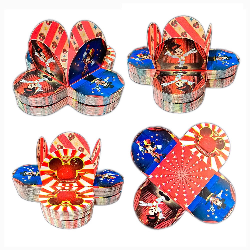 50 Forminhas Circo Mickey Palhaço 4 Pétalas Tenda Festa Infantil Brigadeiro Aniversário