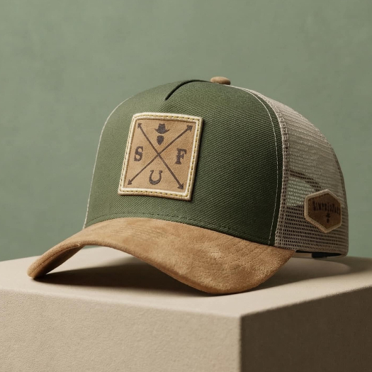 Boné Trucker Simprao Farm Aba Curva Em Camurça Country Ajustavel Boiadeiro Premium