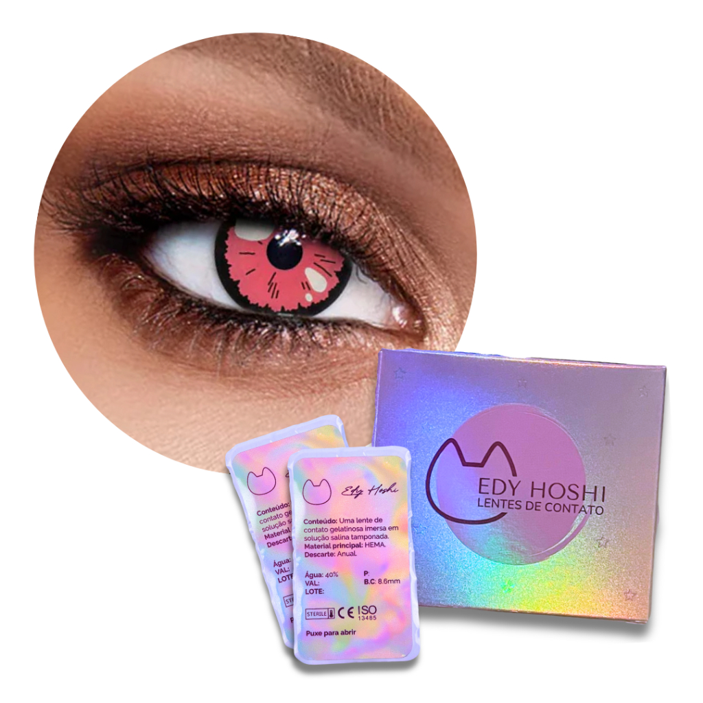 Lente de Contato Edy Hoshi Pop Pink - Par - Anual - Halloween - Fantasia - Cosplay