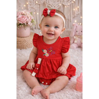 Body Vestido Sainha Bebê Menina com Faixinha de Cabelo – Conjunto Fofo Recém-Nascida 0 a 3 Meses em Oferta na Shopee