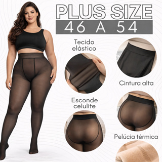 Meia-Calça Térmica Translúcida Peluciada Feminina Alta Elasticidade Plus Size 3XL/4XL 44-50 Inverno Super Quente em Oferta na Shopee