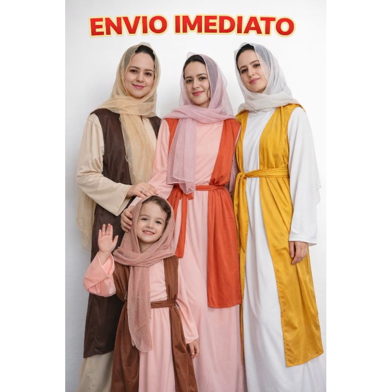 Fantasia bíblica feminina adulto ou infantil, veste arábica, túnica biblica, fantasia  Maria Madalena , vestes hebraicas em Oferta na Shopee