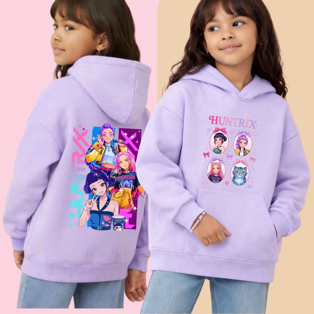 Moletom Infantil guerreiras Kpop Estampa Divertida 50/50 Algodão Poliéster Blusa de Inverno Infantil