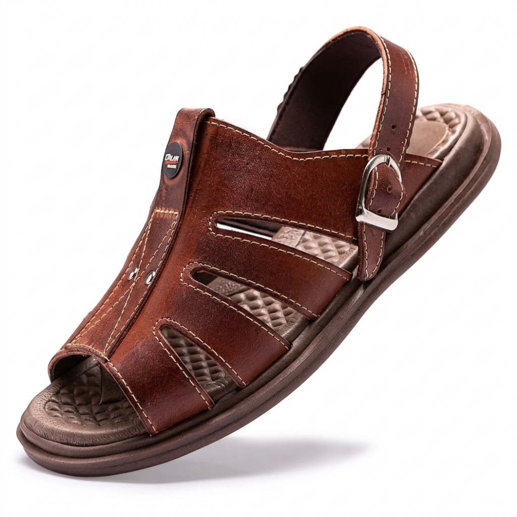 Sandália Franciscana Anti Stress Chinelo Masculino Couro Legítimo