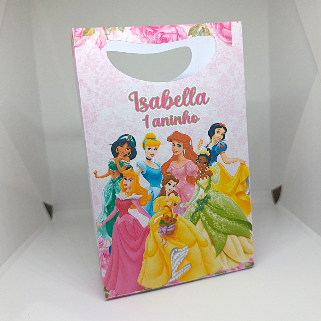 ENVIO EM 24H Sacolinha Personalizada P Princesas PEGUE E MONTE com Nome e Idade Lembrancinha Aniversario