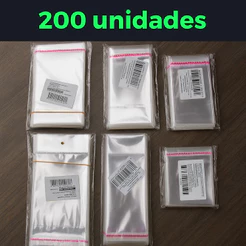 Saco plástico adesivado 100/200 unidades 4x4cm até 25x35cm auto adesivo para revenda bijuteria