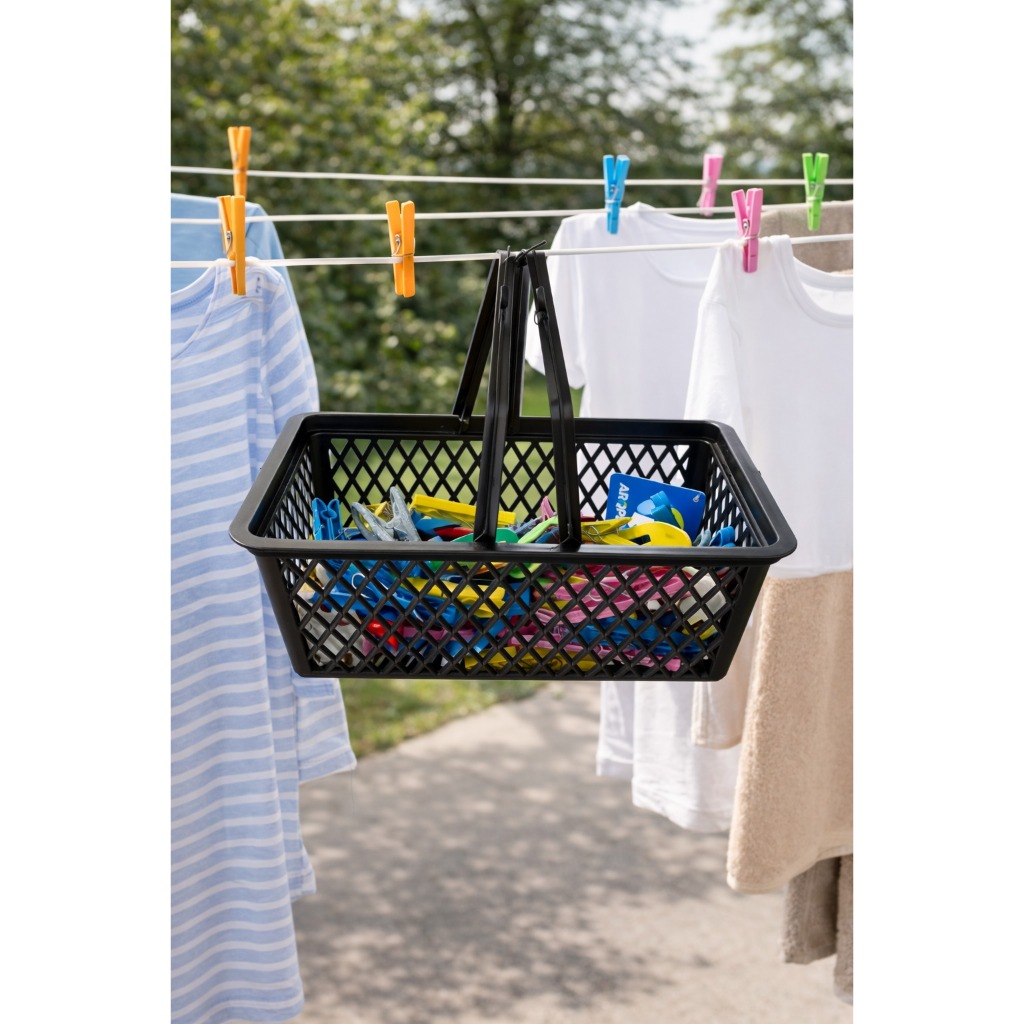 Cesto Com Alça organiza para Prendedor de Roupas Lavanderia Preto de luxo