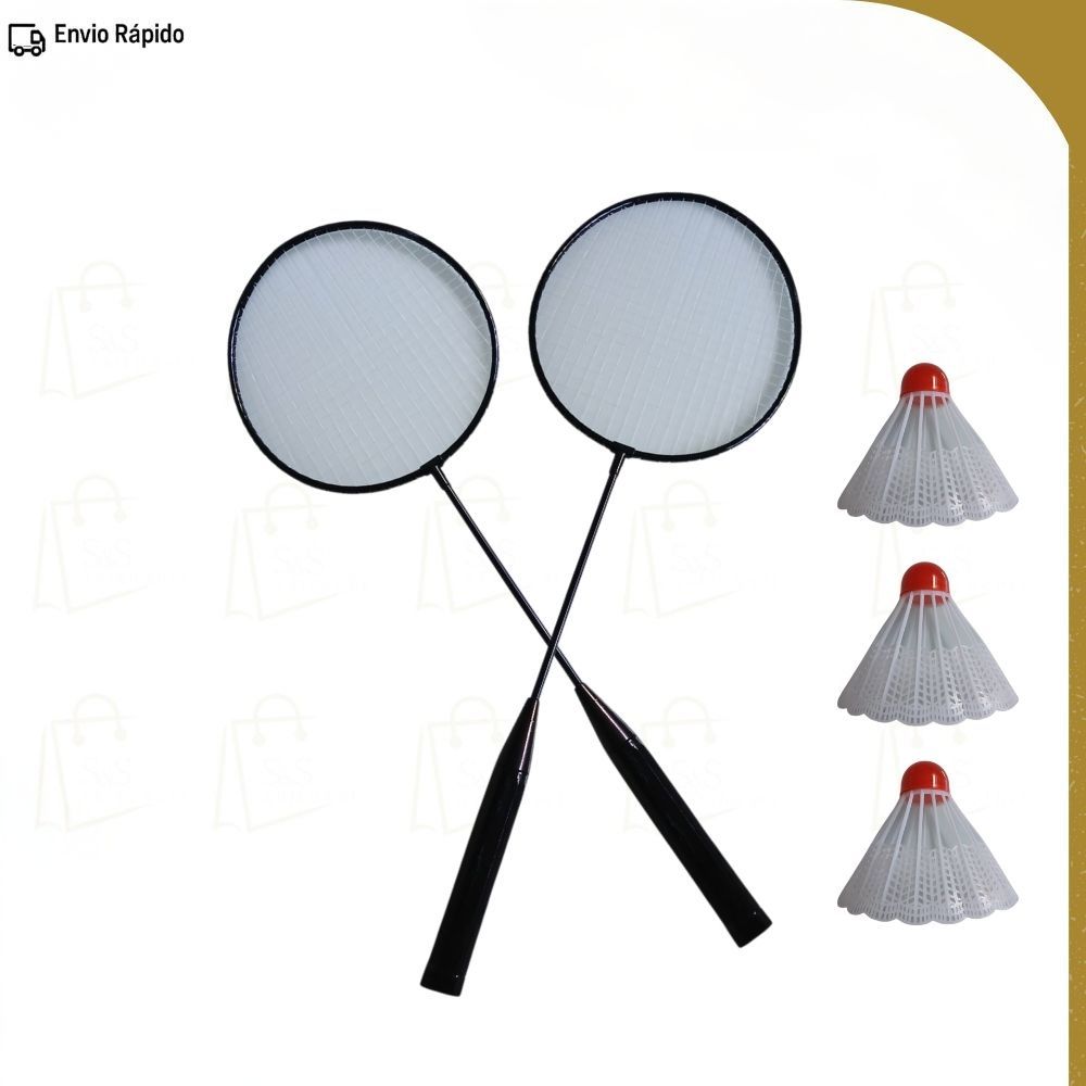 Kit de Badminton 2 Raquetes + 3 Petecas Diversão Esporte e Treino Garantido Lazer
