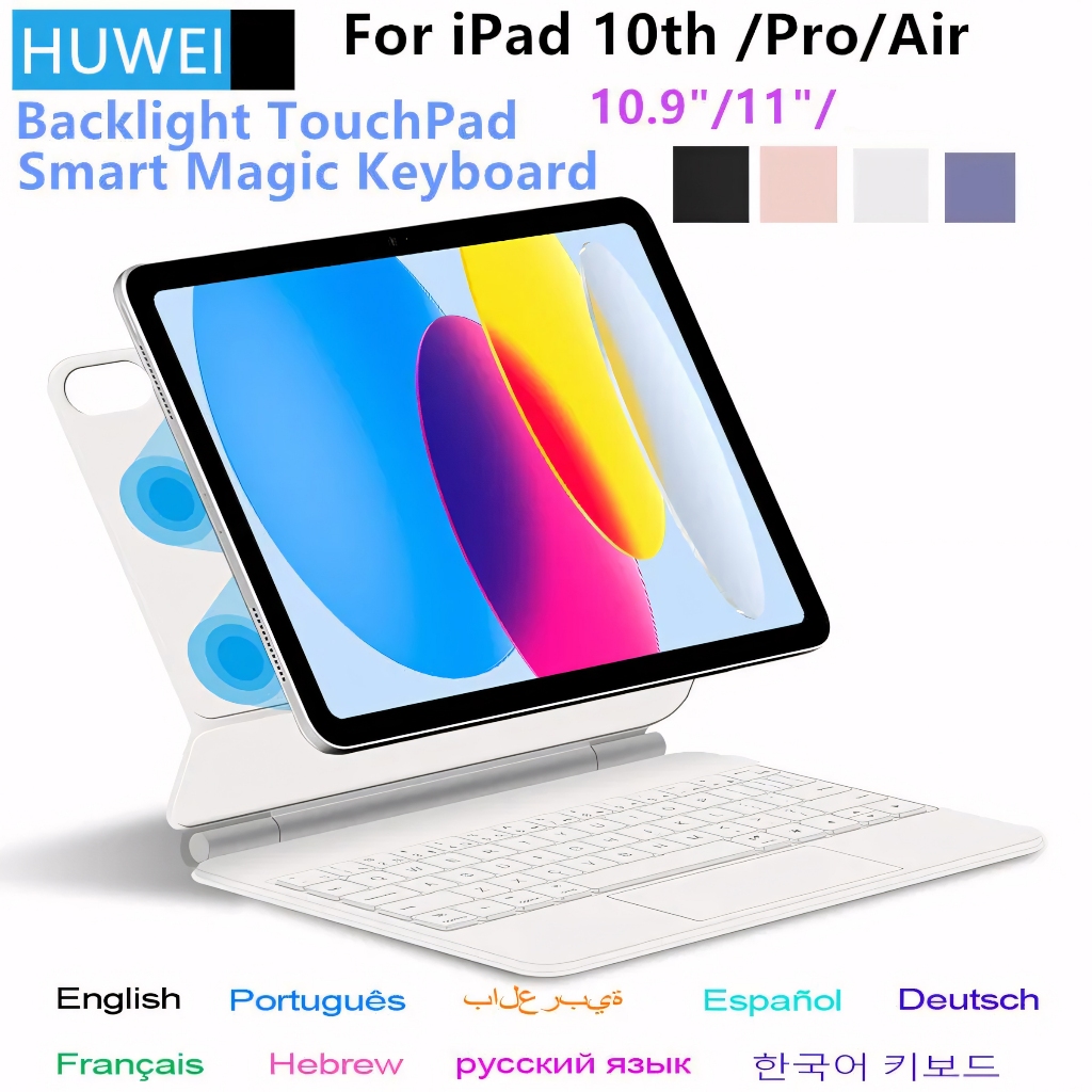 Capa Magnética Para Tablet Do Teclado Mágico, Smart Cover, iPad 10 th Air 4 5 Pr