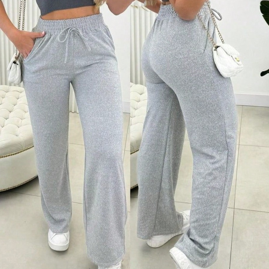 Calça Pantalona Lanzinha Cintura Alta com bolso super quentinho pra inverno moda feminina 2026 frio P Ao GG