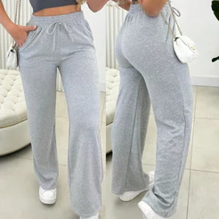 Calça Pantalona Lanzinha Cintura Alta com bolso super quentinho pra inverno moda feminina 2026 frio P Ao GG
