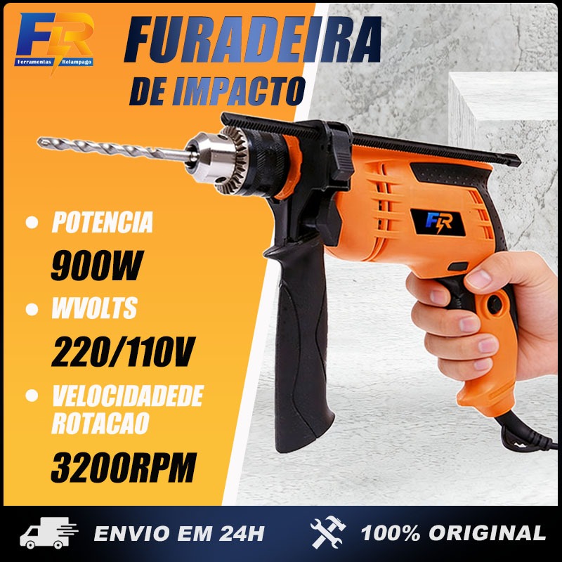 Furadeira de Impacto Parafusadeira Profissional 110V/220V 13mm 900w Alta Potência em Oferta na Shopee