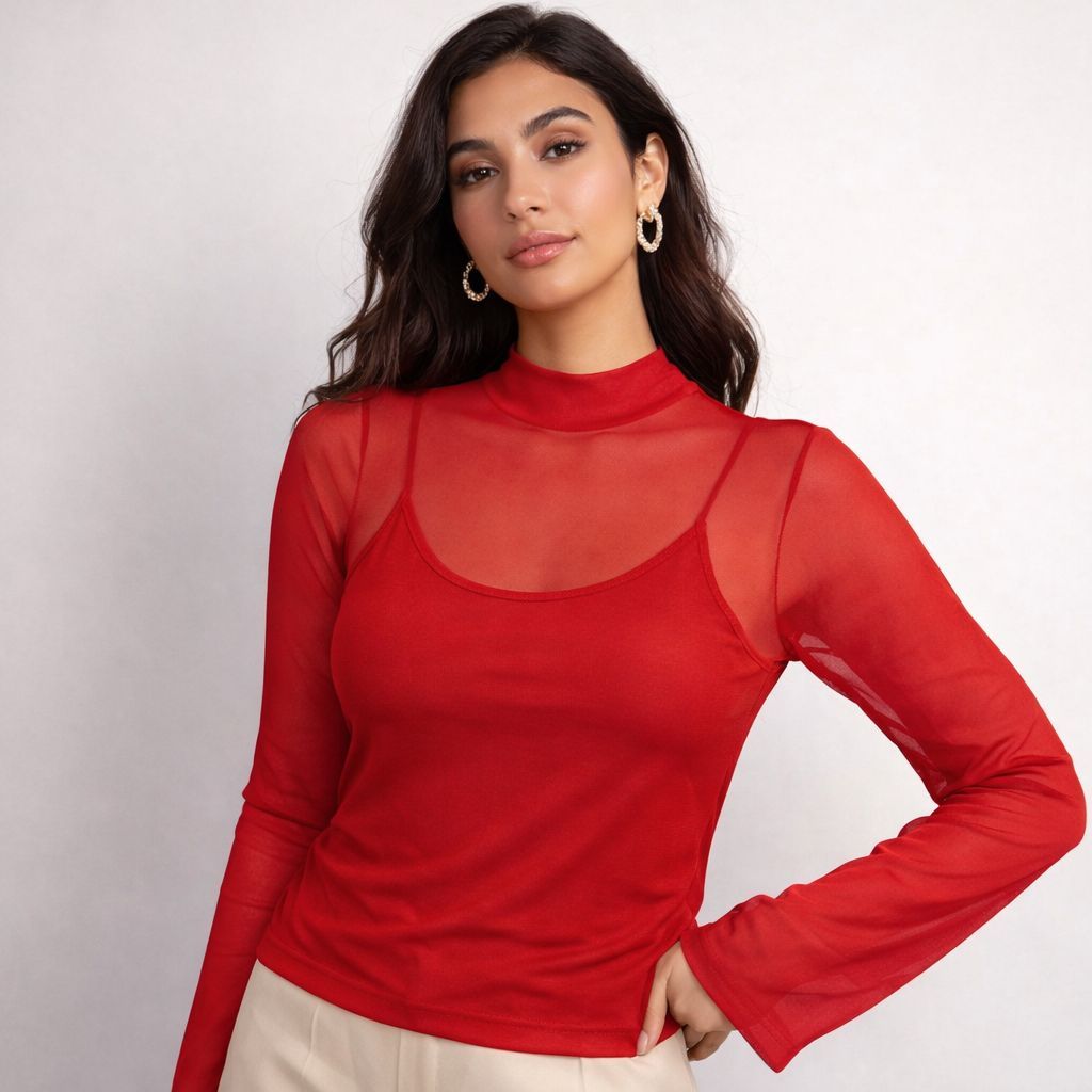 Blusa Tule manga longa Malha Transparente tamanhos G,M em Oferta na Shopee