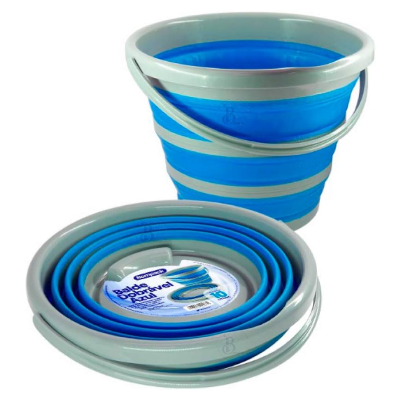 Balde Dobrável 10L Silicone com Três Alturas Ajustáveis para Mais Versatilidade